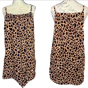 Pink Twill Black & Brown Leopard Print Beaded Sleeveless Mini Dress Medium